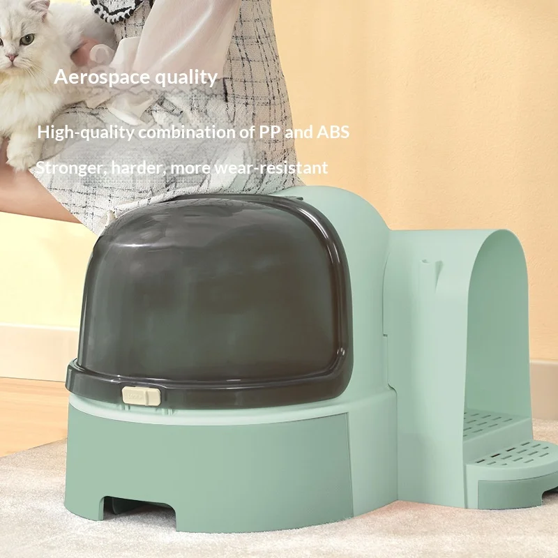 Caja de arena grande para gatos con pasillo cerrado y control de olores - imagen 2