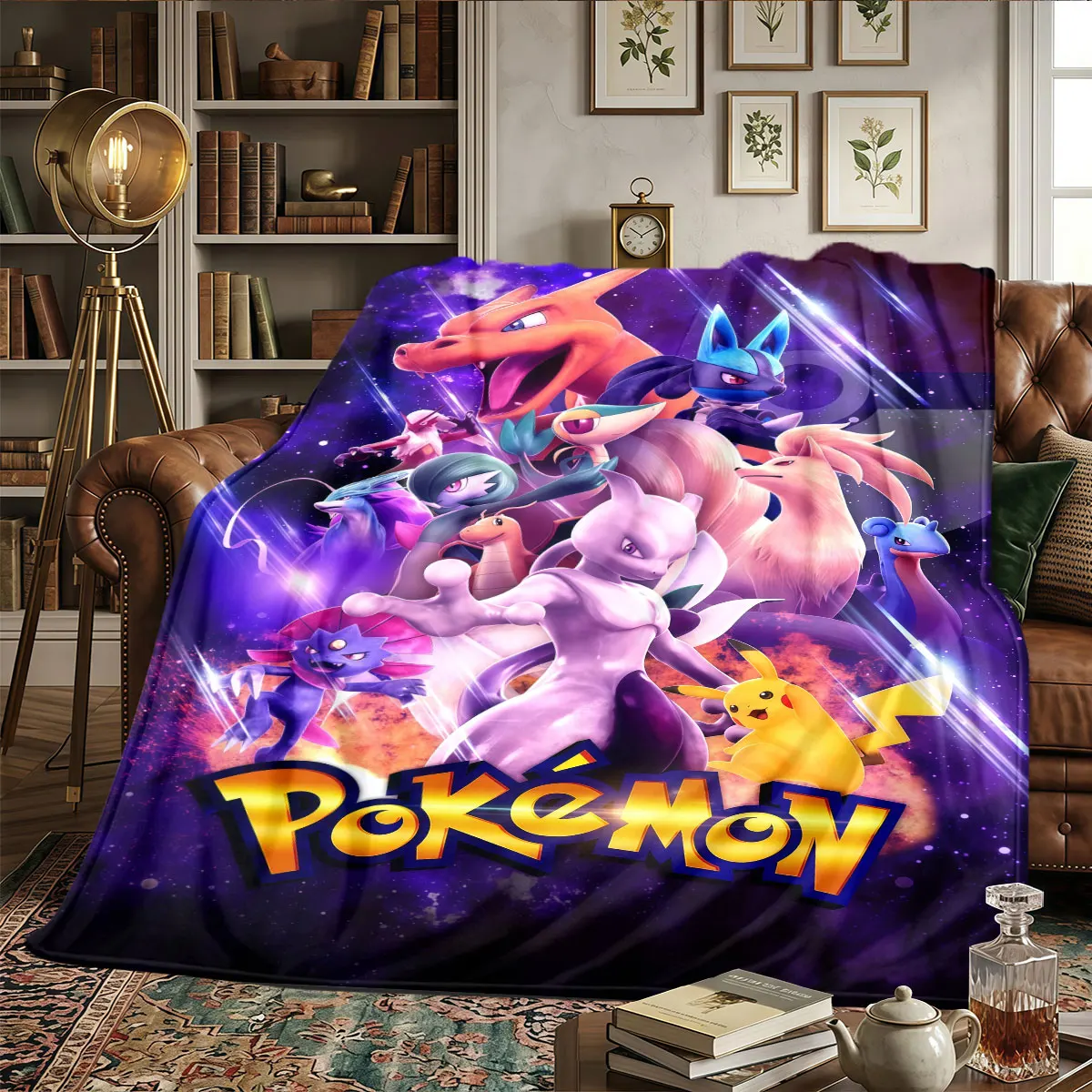 Couverture de maison à motifs Pokemon, de haute qualité, toutes saisons, pour la sieste, la chambre à coucher, la sieste, chaleur et confort, cadeau d'anniversaire-HE35