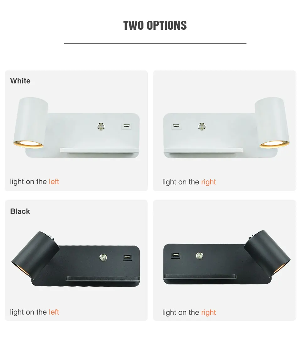 FÜHRTE Wand licht Innen Lesen Wand lampe Handy Drahtlose Lade und USB Lade Wand lichter Schlafzimmer Nacht lampen – Detail 8