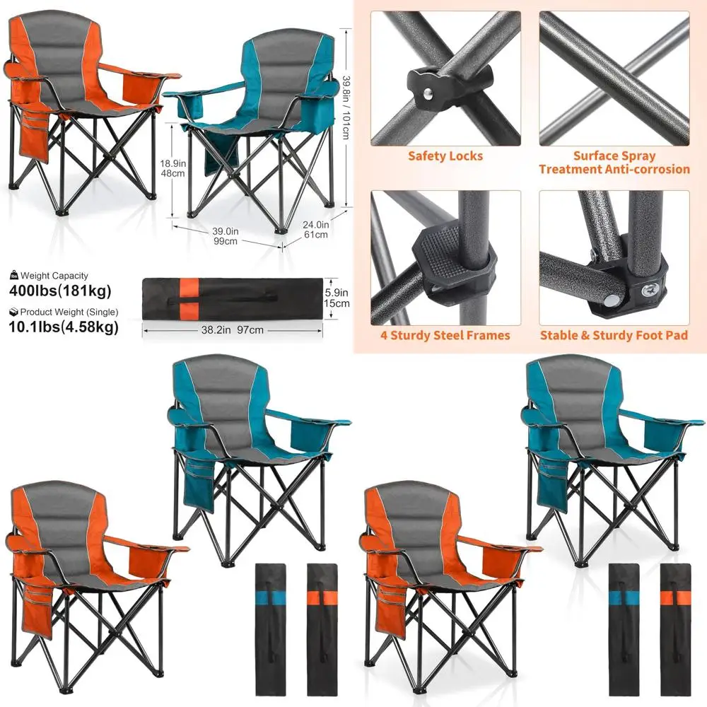 

Складные туристические кресла увеличенного размера для взрослых – сверхпрочные, выдерживают до 180 кг, портативные, с подстаканником, сумкой-холодильником и боковым карманом