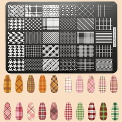 10*15 cm Plus Size Plaid Nail Art Stamping Plates Winter Leaves Lace Plaid Nail Plates Argyle Nail Art Plates DIY Printing Tools