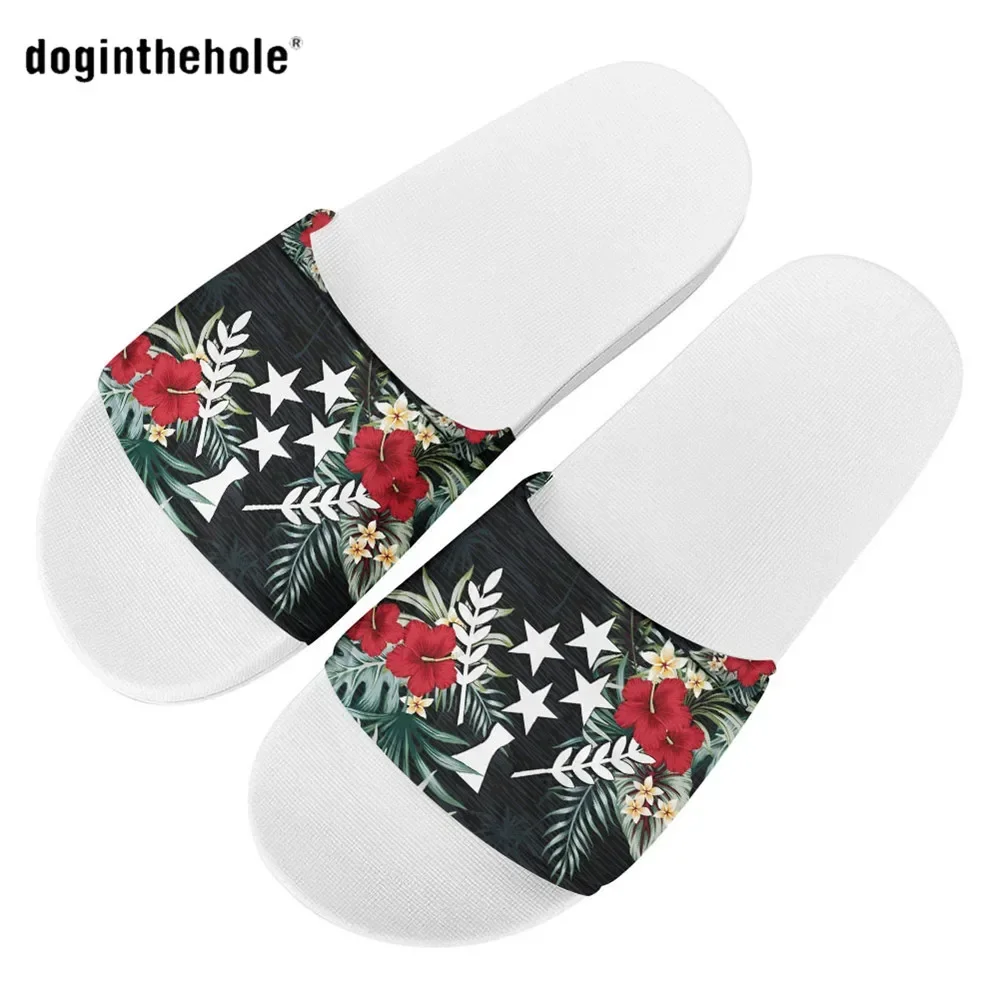 Kosrae Hibiscus Print Summer Women Slides Beach Flip Flops Indoor Home Footwear Flat Sandals Open Toe Slipper