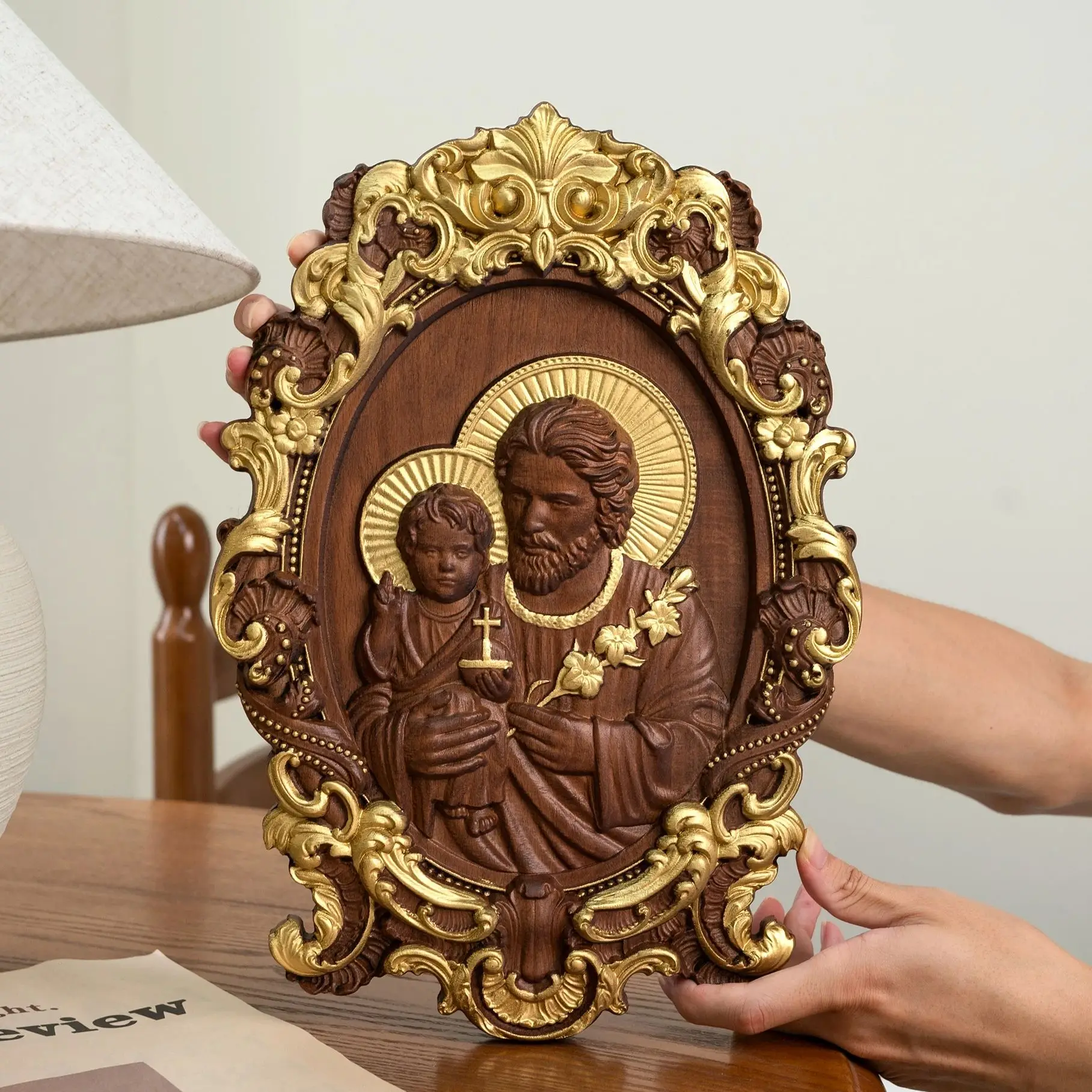 Saint Joseph Wood Carving, Religious Icons, Father's Day Christian Gift, Wall Art Work, Figure Carving, Catholic Home Decor