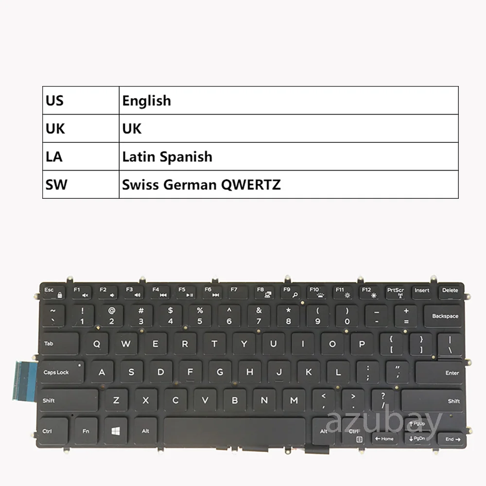 

Keyboard for Dell Inspiron 13- 3379 2-in-1 5368 2 in 1, 5378 2in1, 5379 2in1, 7368 2in1, 14- 7466 7467 US UK LA Spanish Swiss CH