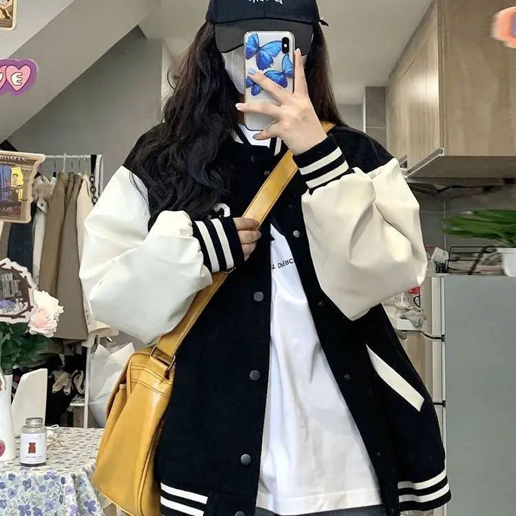 

Extra Large Size Baseball Sle Jaet Loose Fit ex Spring Autumn Versatile American Sle Coat for Men And Women