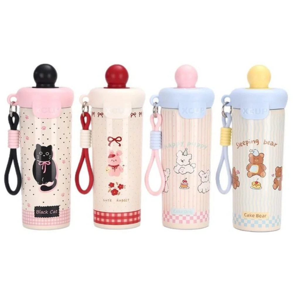 

Durable 600ml Insulated Water Bottle Cute 316 Stainless Steel Vacuum Flask Leak Proof with Rope Thermos Bottle Travel