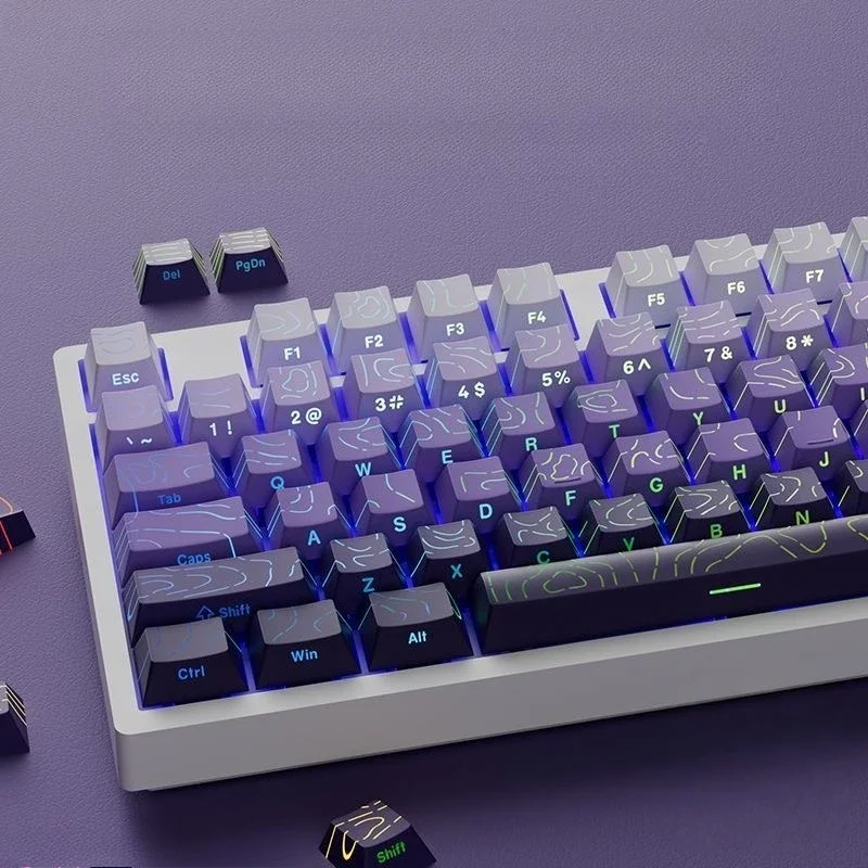2026 Line Gradient Side Shine Through Keycaps Cherry Profile PBT Custom Keycaps for 60% 65% 75% 96% 98% 100% Mechanical Keyboard