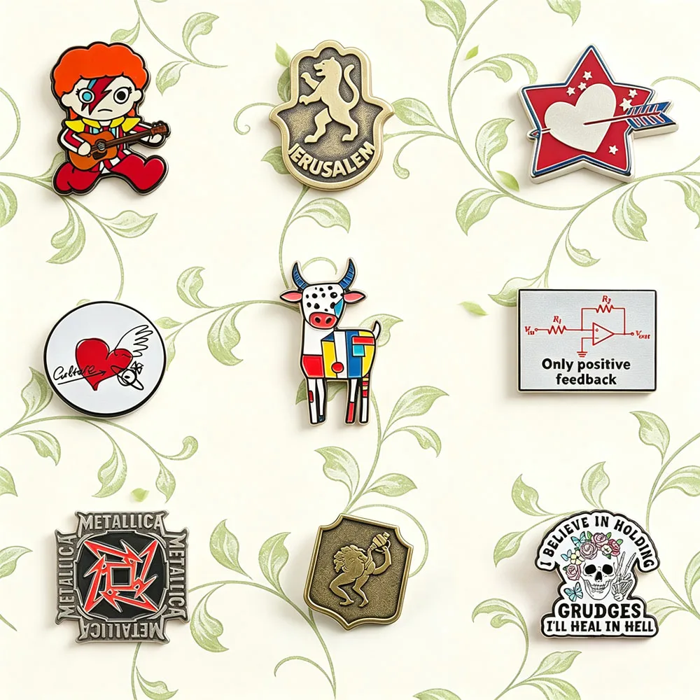 Retro and Diverse Style Brooch Rock Art Fun Enamel Pin European Emblem Art Animal Metal Badge Artistic and Fun Slogan Lapel Pin