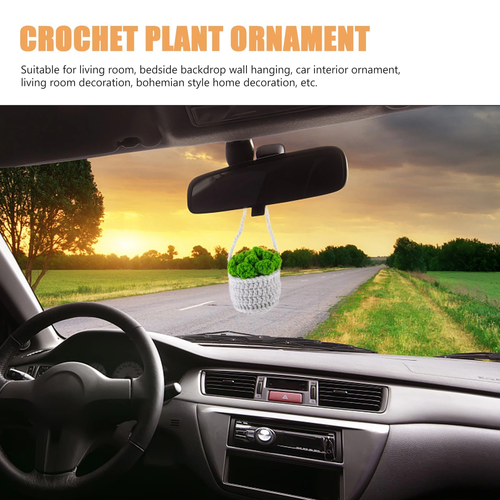

Crochet Hanging nament Potted Plant Decor Cardigan Green Basket Home Wall Art Hanging Plant For Car Crochet Basket For Home Car