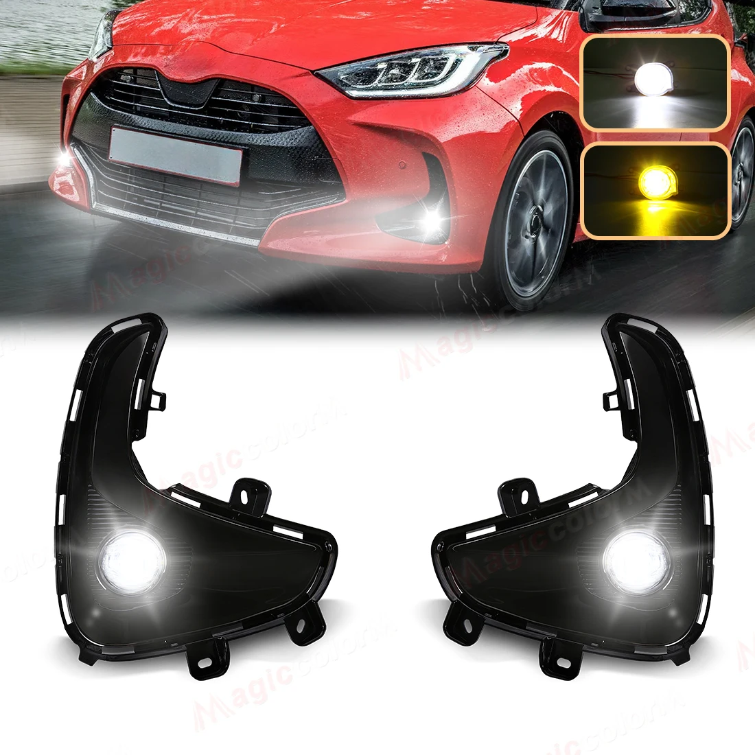 

Светодиодные противотуманные фары для Toyota Yaris Vios 2020 2021 2022, крышка противотуманной фары, передний бампер, указатель поворота, противотуманная фара, черная рамка, отделка