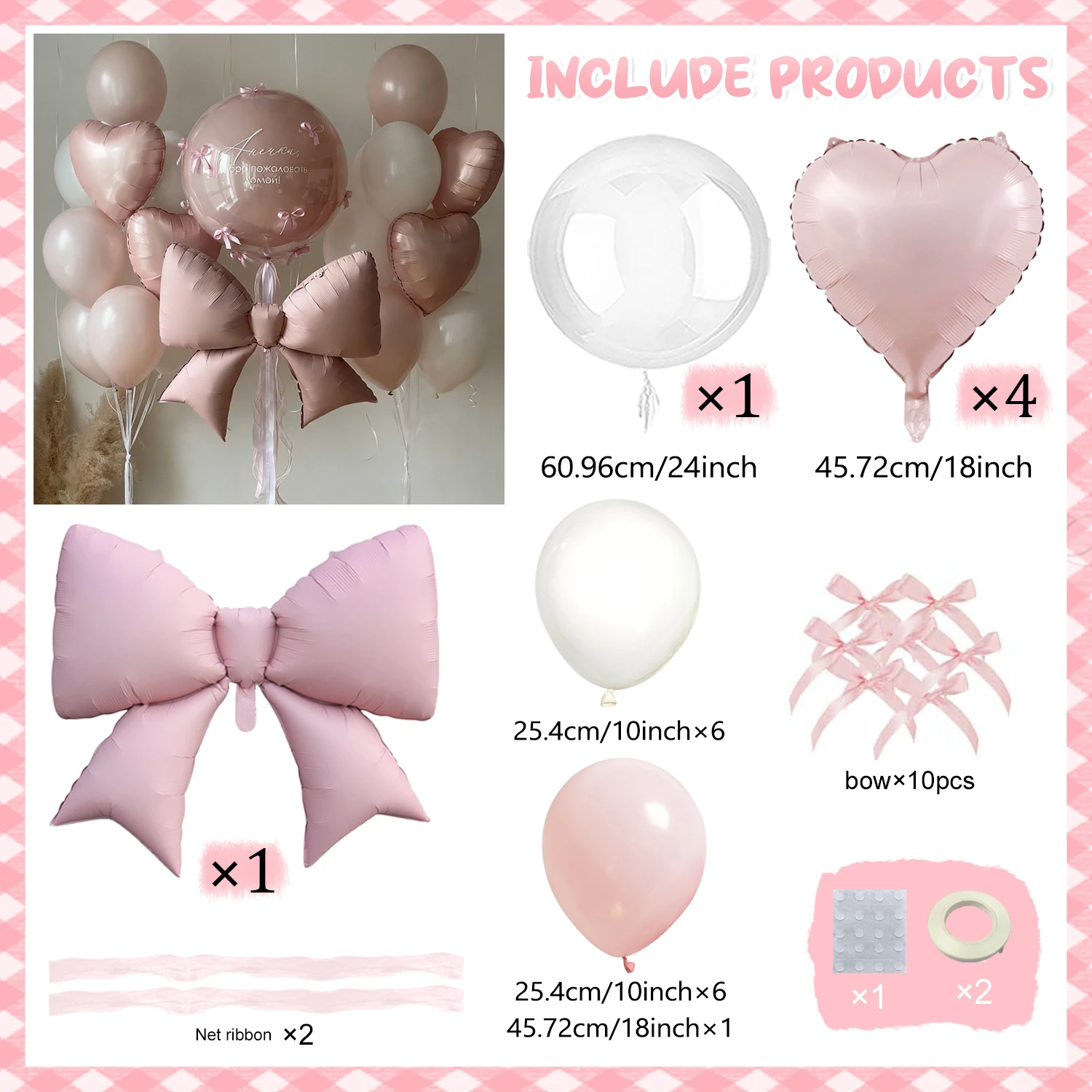 Rosa Schleifenballon-Set Transparente BOBO-Ballons mit Rosa Schleifenband für Geburtstag, Hochzeit, Babyparty, Muttertag Ballondekoration – Detail 2