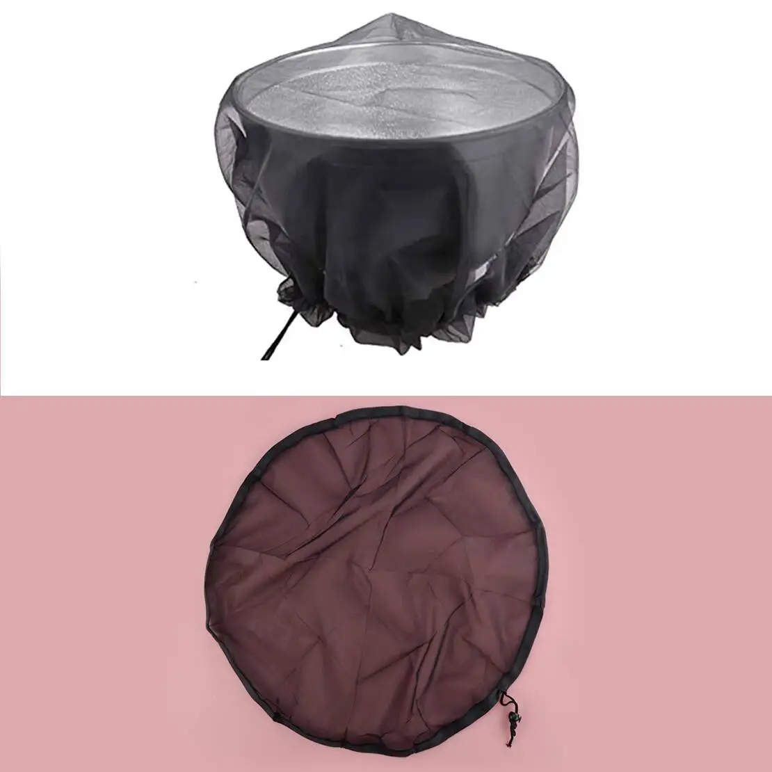 120cm Rain Barrel Net With Cord Water Collection Bucket Foliage Mesh Screen Cover Protector Black Polyester
