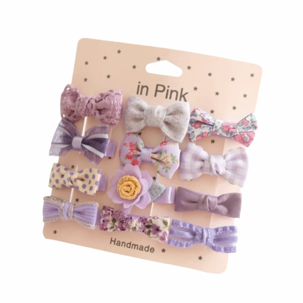 

12pcs Cute Bows Children Hair Clip Set Fabric Floral Printed Barrette Hairpins Hair Accessories Bangs Hair Grips