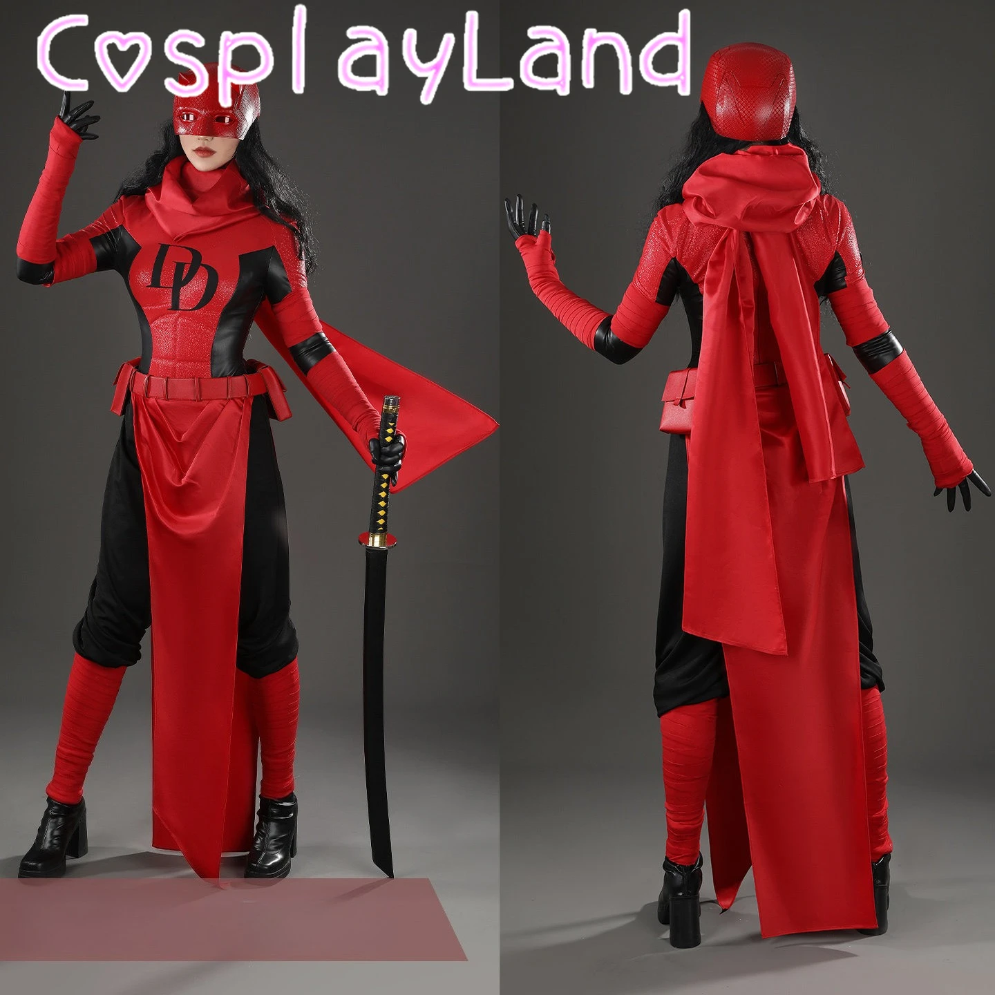 

Red Elektra Natchios Cosplay Costume Carnival Halloween Comic Con Outfit Women Battle Suit Custom Made Fantasy Devil Costumes