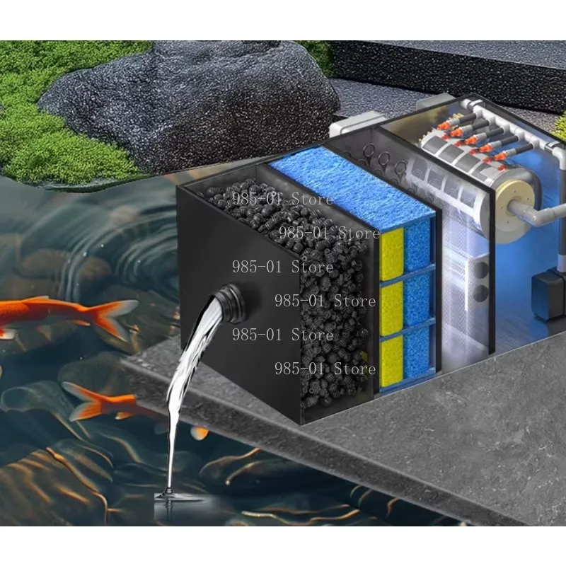 Automatic Koi Pond Filter System Outdoor Fish Pond Circulation Filter with Self-Cleaning & Sewage Discharge