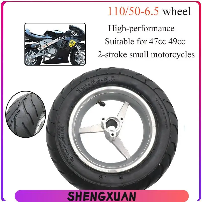 Wheel 110/50-6.5 rear rims Hub with tubeless vacuum tires for pocket bike 47cc 49cc 2 stroke small motorcyle