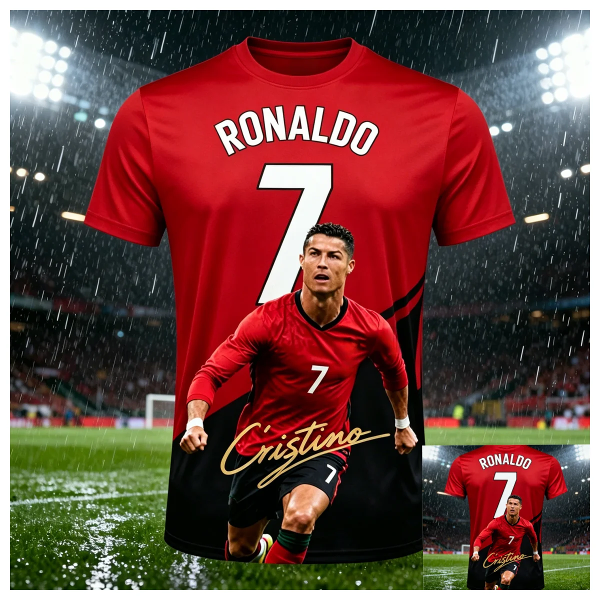 2026 Summer Football Match Ronaldo Fan Jersey Cheer T Shirt Game Watching Essential Tops Unisex Adult Kids Full Sizes
