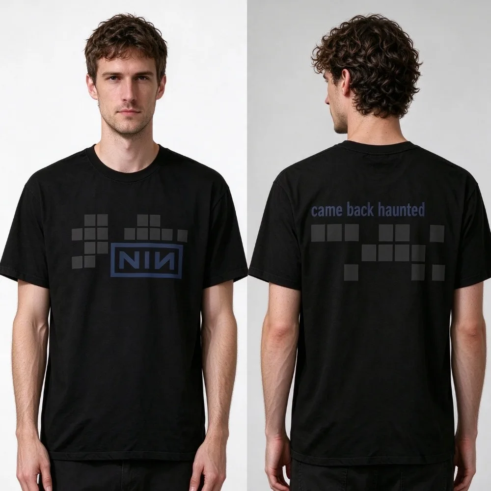 Nine Inch Nails Came Back Haunted Tee 100% Cotton Unisex Crewneck Short Sleeve Pixel Graphic Tee Rock Band Y2k Streetwear Unisex