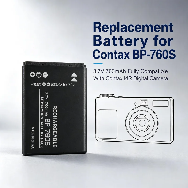 3.7V 760mAh Lithium Ion Camera Replacement Battery Compatible With Contax BP-760S I4R Digital Camera Battery