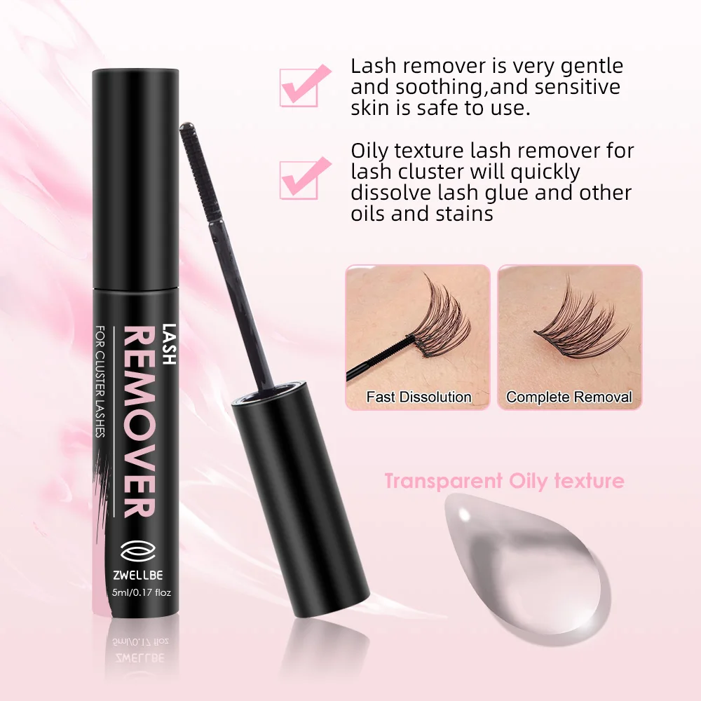 ZWELLBE 5ml Lash Clusters Glue Remover Eyelash Remover For Individual Cluster Lashes Gentle Eye Cleanser Of False Eyelashes