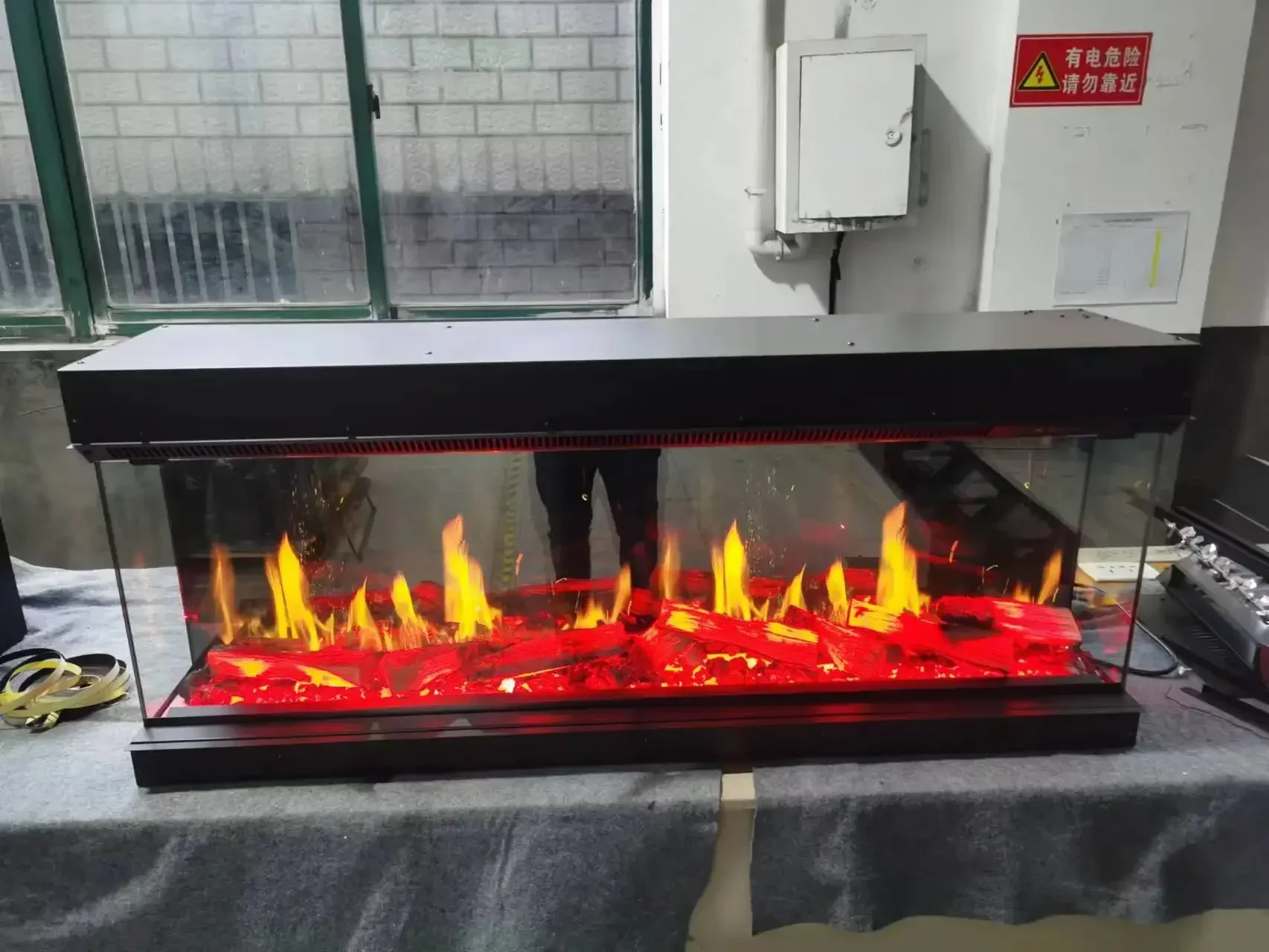 3D Electric Fireplace with Simulated Crackling Sound New Designed Three-Sided LCD Fire Place Insert Installation Remote Control - Image 2