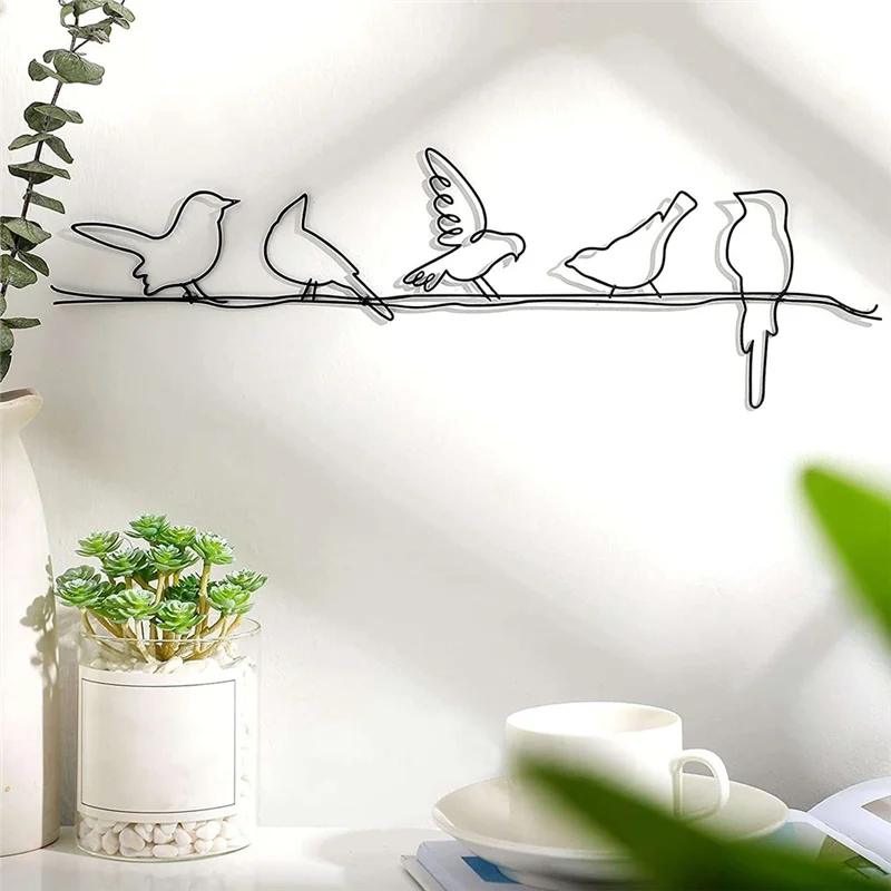

Y42A-1 Piece Bird Metal Wall On Wire Art Bird Pendant Black Metal Wire Bird Wall Hanger