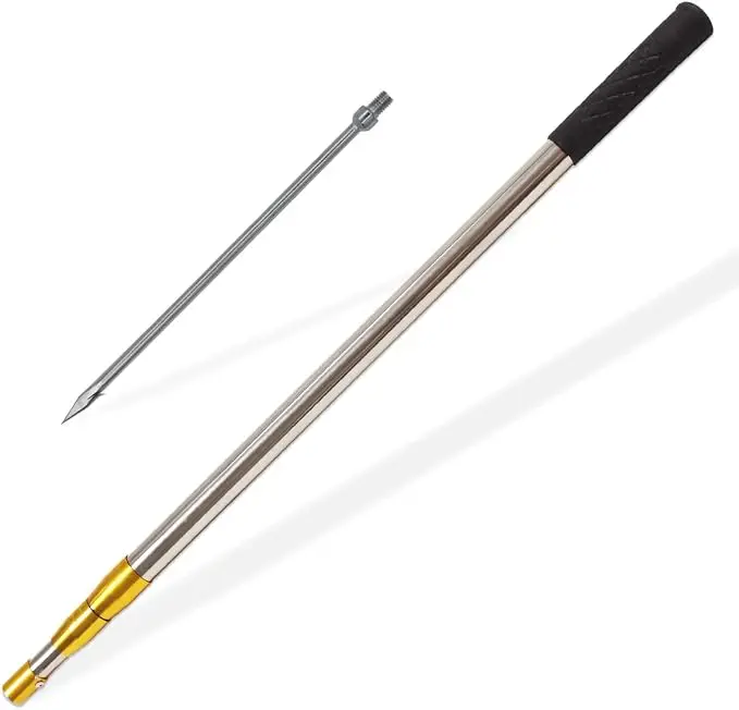 Fischgaff 1,5m Teleskopstange mit 1/2/3 Zähnen, Edelstahl-Fischgaffhaken mit 8mm Schraube, Eisfischerei-Speer für die Jagd