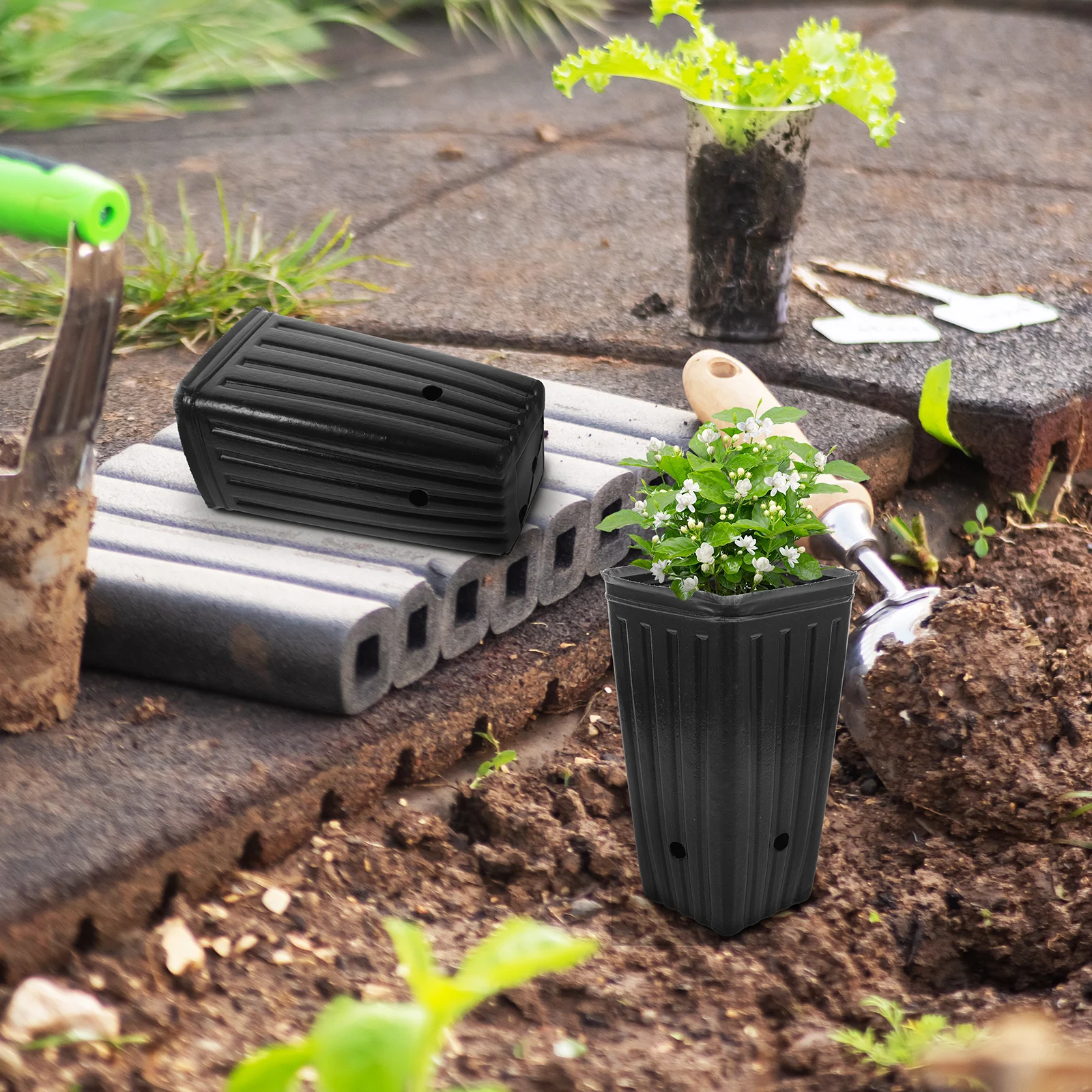 

30pcs Plant Nursery Cups 10x20cm Black Plastic Tall Pots for Seedling Gardening Planting Vegetables Fruit Trees Container