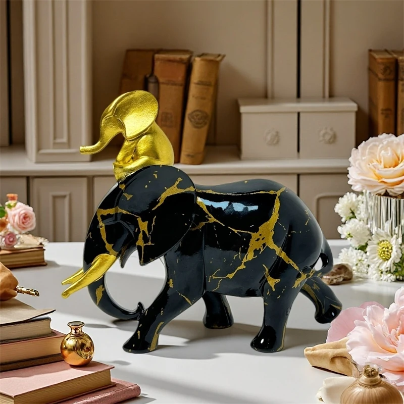 

Mother And Baby Elephant Resin Figurine Decorative Sculpture For Living Room TV Cabinet Office Desk Home Display Gift For Couple