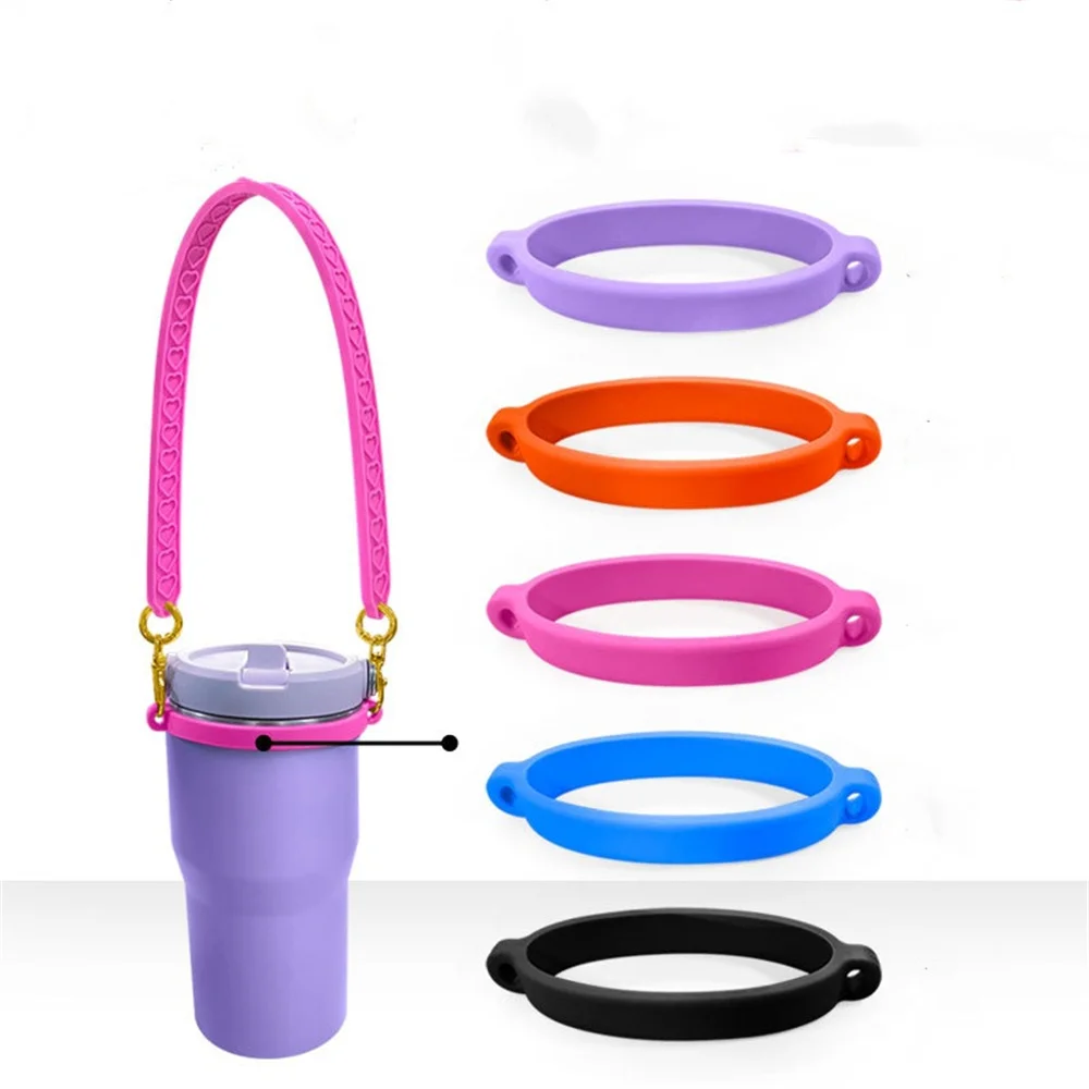 

Bottle Sleeve Silicone Drawstring Ring Portable Water Cup Handle Strap Silicone Ring Strap Bottle Sling Rope Cup Accessories