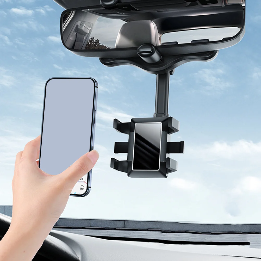 

Car Rearview Mirror Phone Holder 360 Degree Rotating Mount for Mobile Device Secure Easy Installation Multifunctional Vehicle