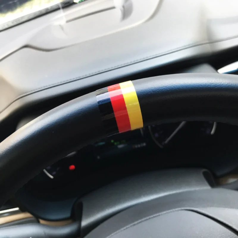 New Creative Steering Wheel German Flag Car Wrap, Modified Steering Wheel Decal, Personalized Three-color Logo Sticker J02