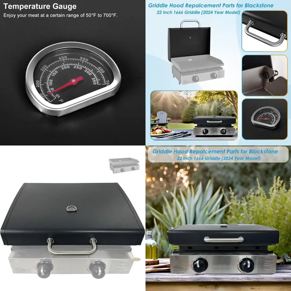 Couvercle à dessus plat articulé amélioré pour plaque chauffante Omnivore Blackstone 22 1666 (édition 2024)