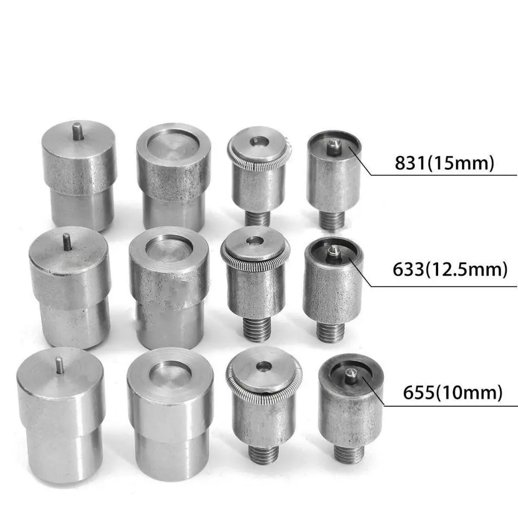 Snap Button Dies Mould Toolkit Iron Spare Set for Hand Pressing Machine Accessories Compatible with 651 633 831 Metal Buttons
