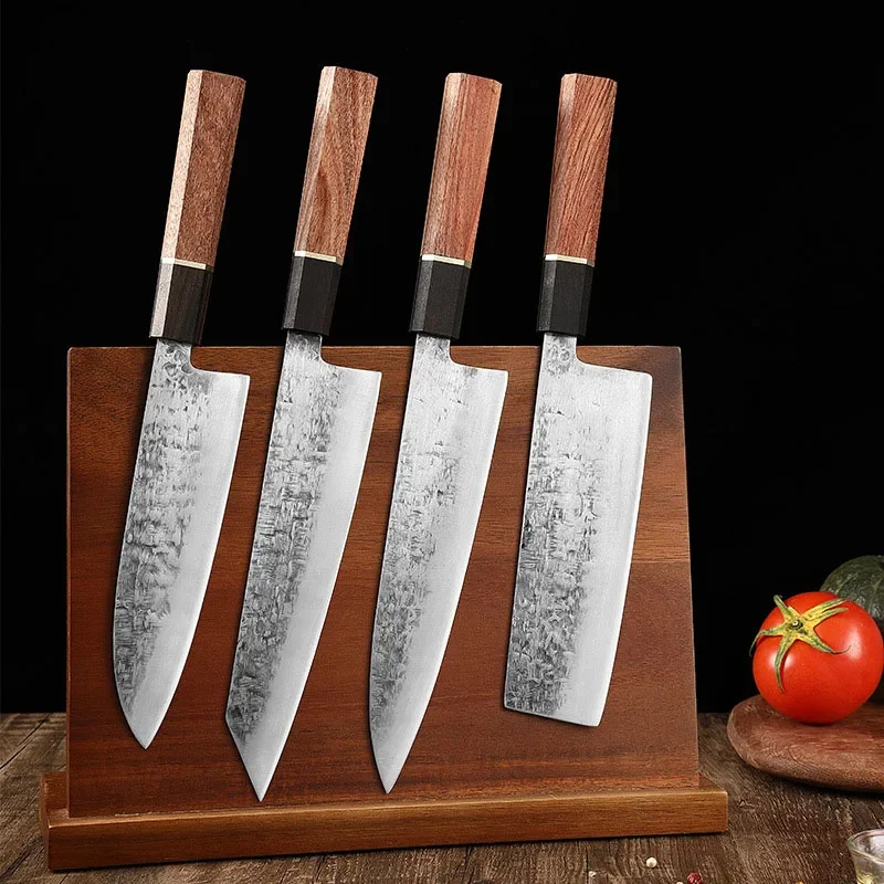 Set di coltelli forgiati per chef da cucina giapponese professionale 5Cr15Mov Coltelli per mannaia da macellaio in acciaio inossidabile per carne di pesce, frutta e verdura