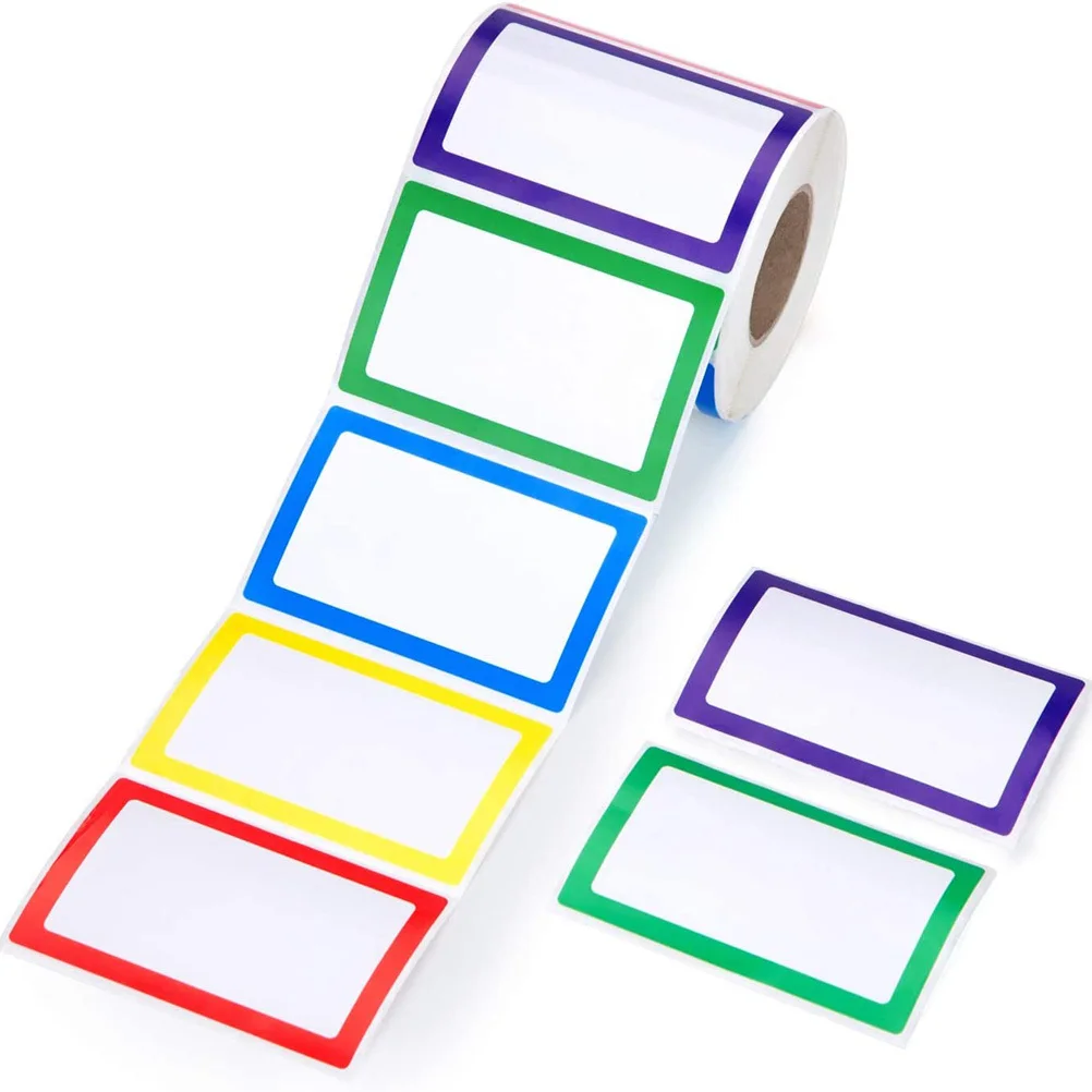 2 rouleaux d'étiquettes nominatives inscriptibles, étiquettes autocollantes vierges pour le bureau, l'école, l'organisation des fichiers à domicile, étiquettes nominatives