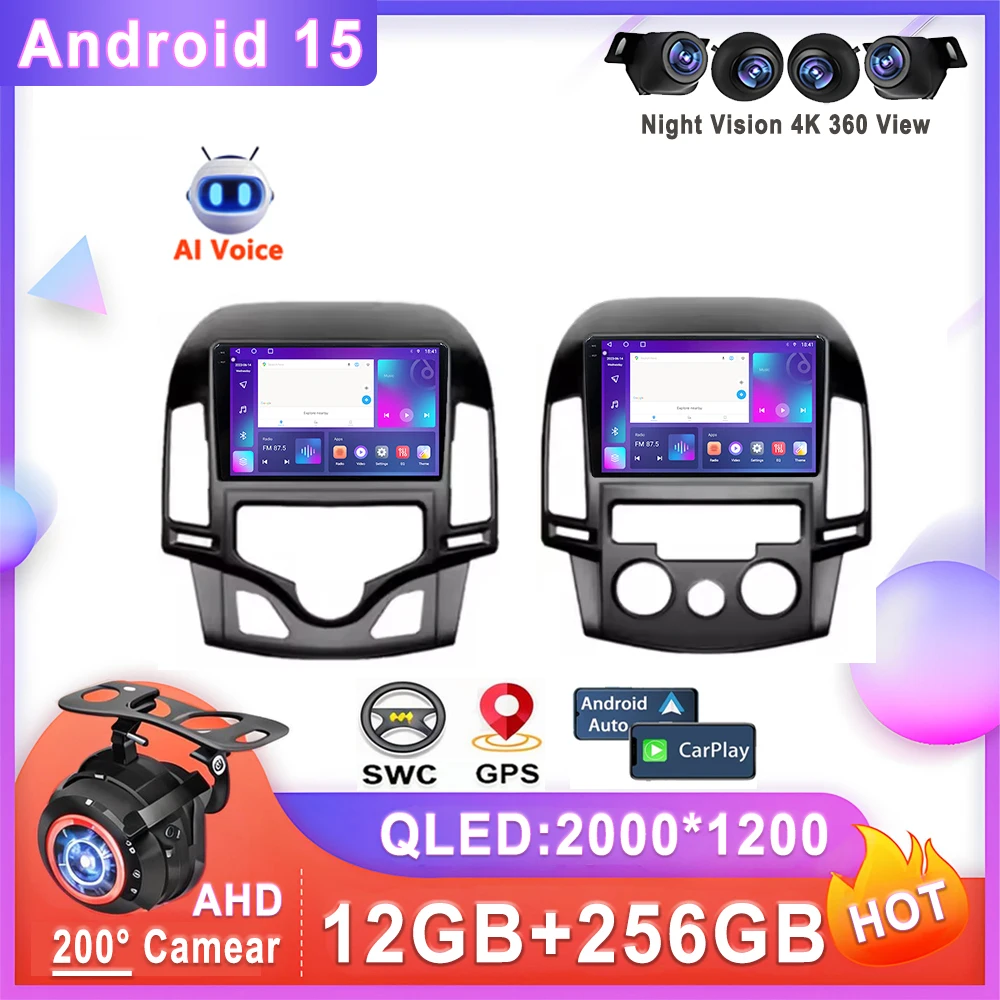 Car Radio Android 15 For Hyundai I30 2006 2007 -2011 Multimedia Player GPS Navigation Stereo Head Unit No 2din DVD QLED Screen