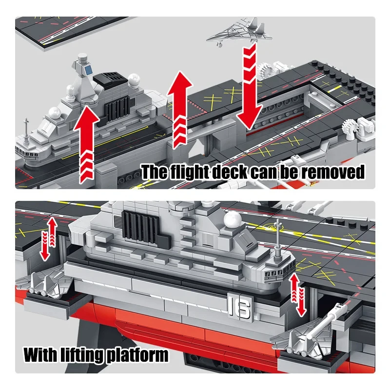 WW2 Military Series Medium sized Aircraft Carrier Assembly Block, Creative Military Ship Assembly Model Kids Male Toy City Gifts