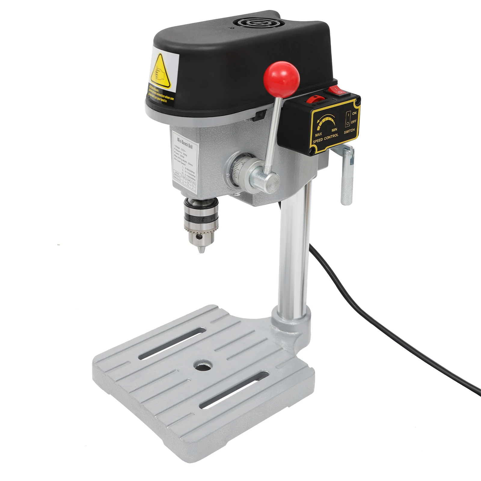 Mini Benchtop Drill Press 340W with Cast Iron Base Full Copper Wire Motor 3 Speed Adjustable