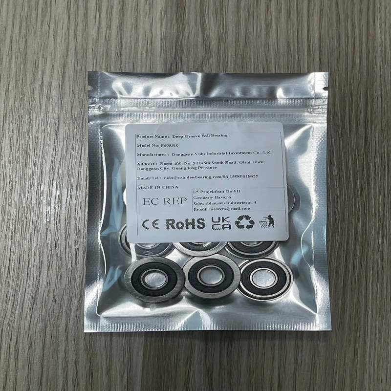 

10PCS F698RS Bearing 8x19x6 mm ABEC-7 Rubber Seals Effectively Prevent Dust Ingres Flanged Bearing for Food Processing Equipment