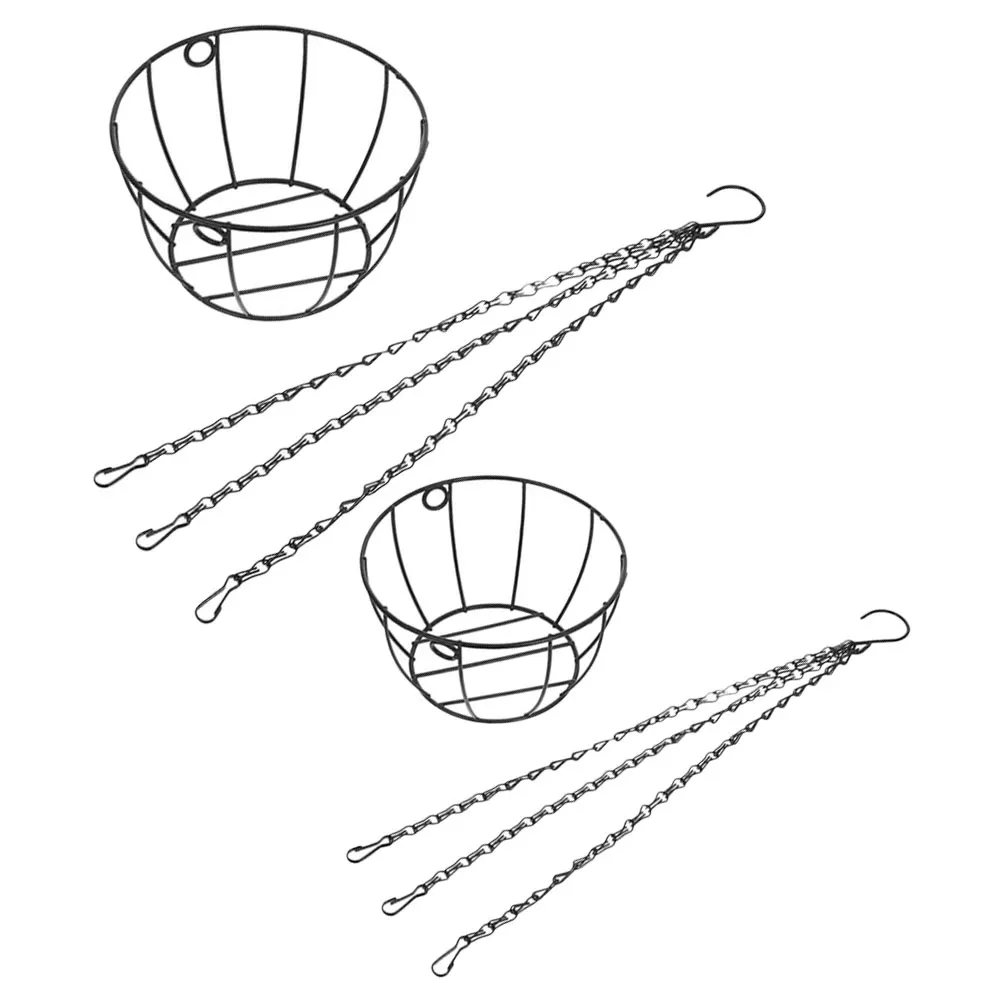 

2pcs Iron Hanging Basket Galvanized Metal Planter Flower Pots Wire Plant Holder Sturdy Adjustable Space Saving