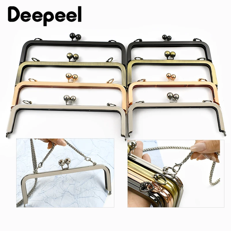 1/2/5Pcs 20/25cm Metal Bags Handle Smooth Purse Frame Handbag Wallet Screw Brackets Clourse Clip Kiss Clasp DIY Bag Accessories