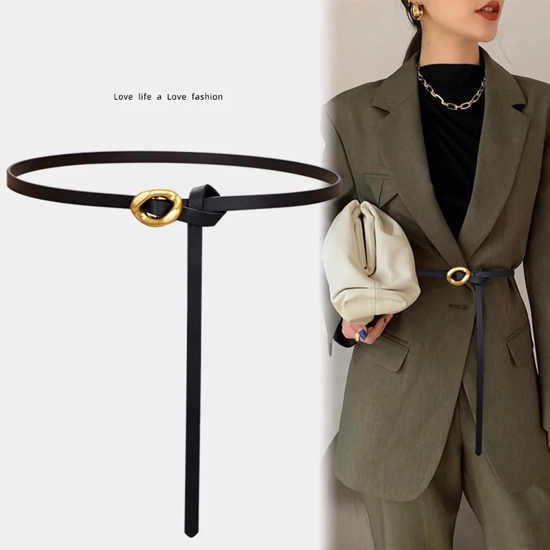 Feminino cintura corrente cinto fino simples decoração gravata com vestido extra longo cinto atado vestidos vintage corda cintura