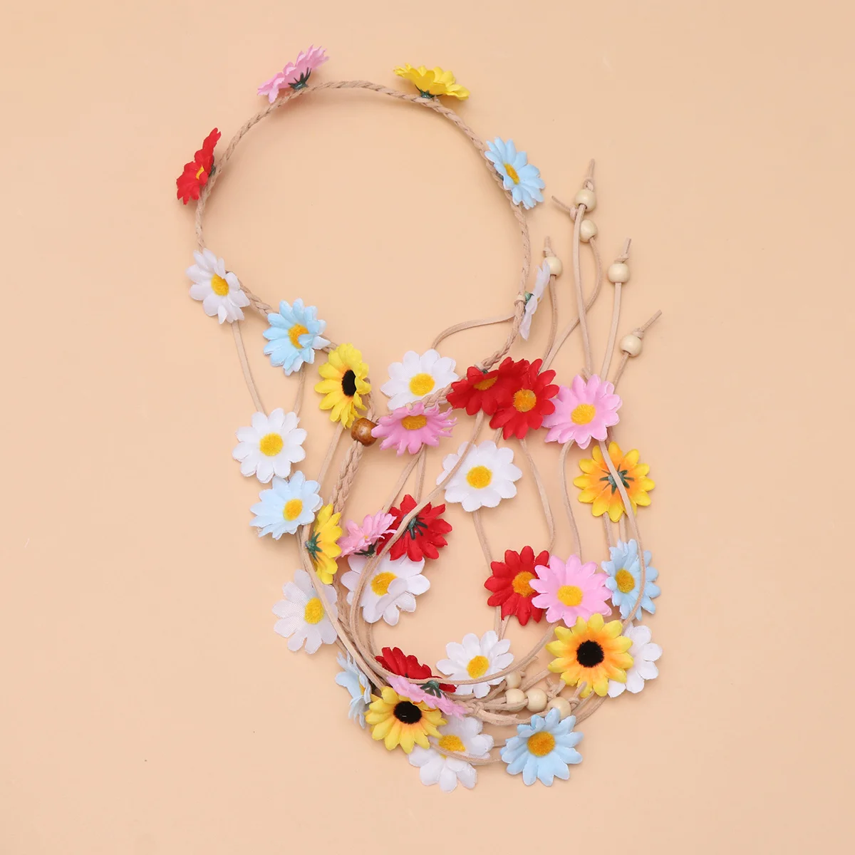 

1pc Bohemian Headband For Women Colorful Wreath Hair Band Long Garland Fashion Headdress Adjustable Party Wedding Accessory Hair