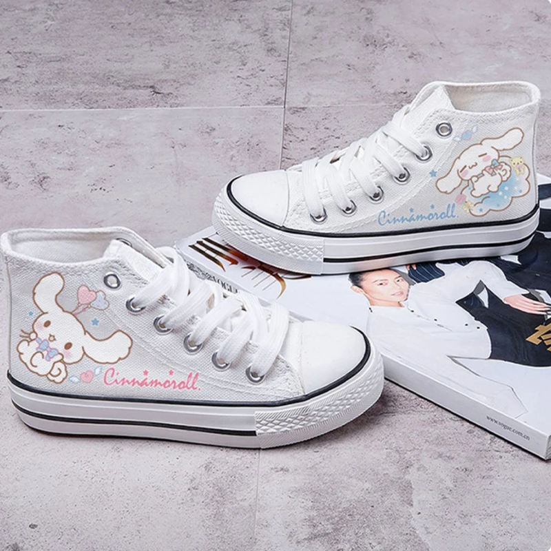 Sanrio Kawaii My Melody Children Shoes Kuromi Cinnamoroll Anime Cartoon Cute Fashion Exquisite Breathable Students Canvas Shoes