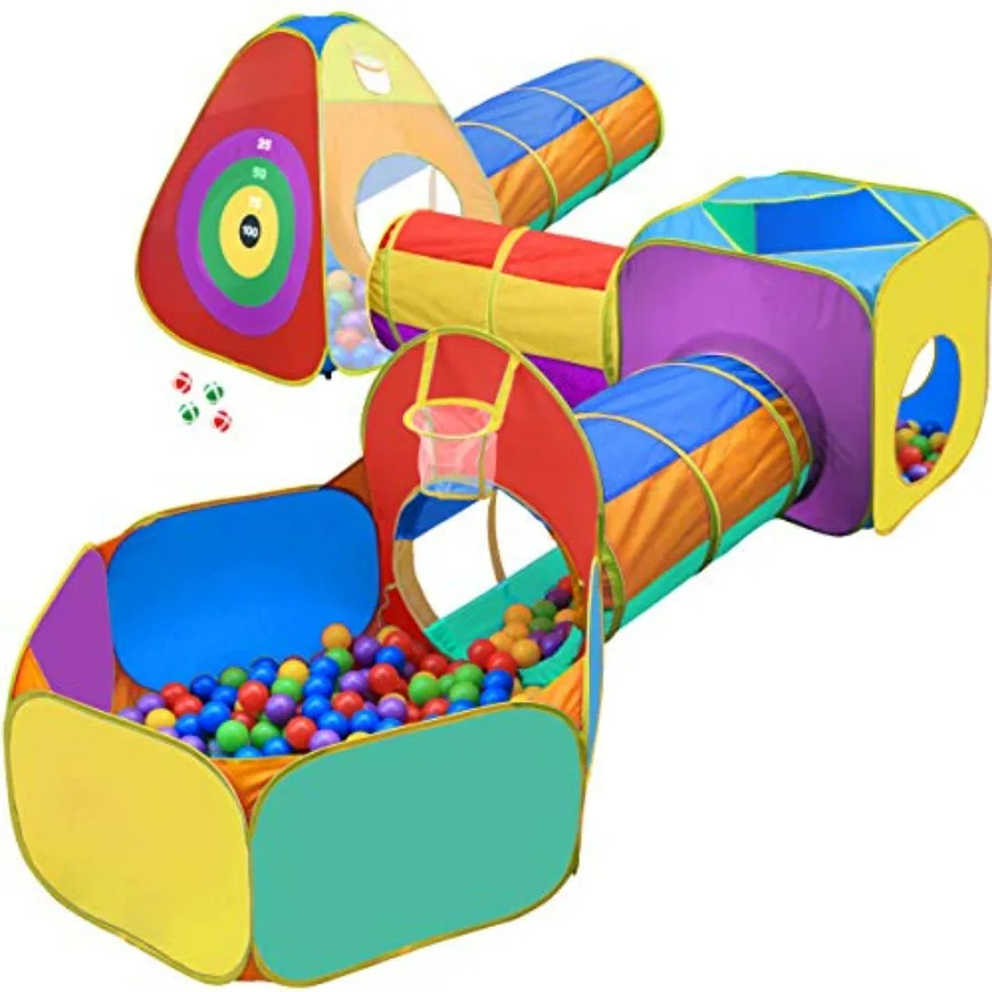 

Ball Pit Play Tent and Tunnels for 3-5 Years Old Soft Foam Balls in Assorted Colors Pop Up Indoor Outdoor Play Toy with 4 Darts