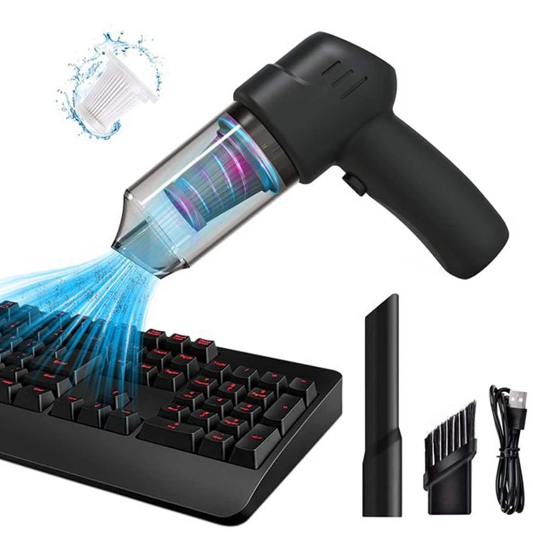 Aspirador de coche inalámbrico AD24 12000PA para uso doméstico y en coche Mini aspirador portátil inalámbrico de alta succión