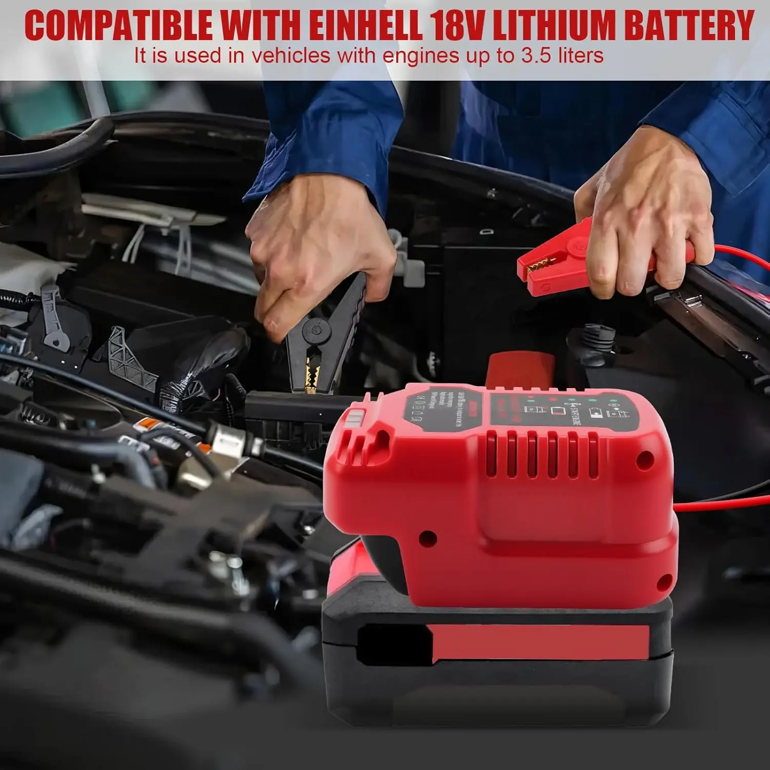 Portable Auto Car Jump Starter with Cable For Makita For Einhell 18V-20V Lithium-Ion Battery Charger Power Bank Starting Adapter
