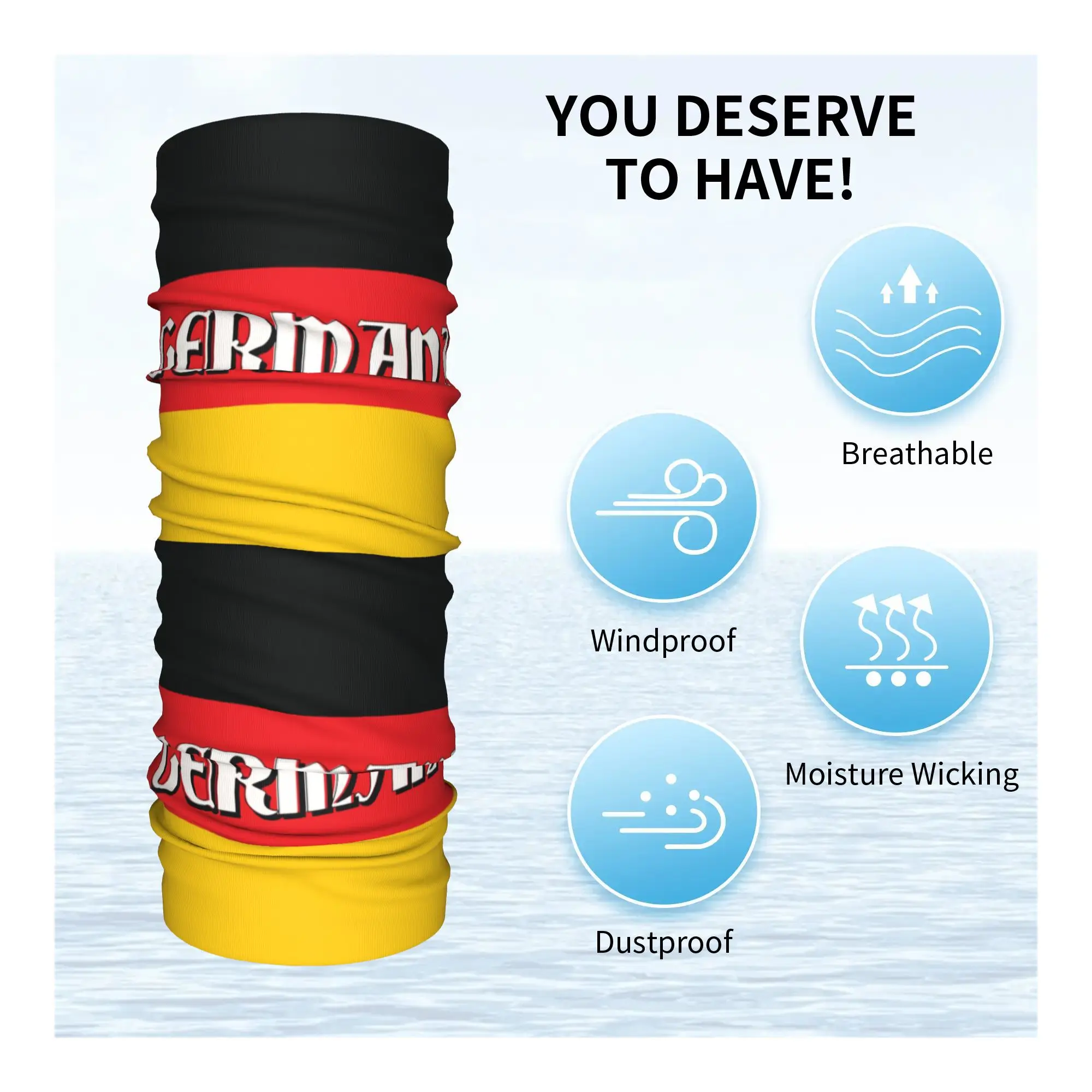 مخصص ألمانيا العلم تصميم شعار الرقبة الجراب النساء الرجال الأشعة فوق البنفسجية الوجه درع الشتاء باندانا وشاح للمشي لمسافات طويلة