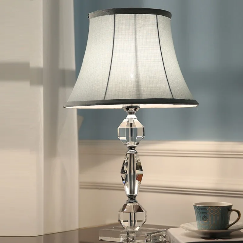 American Modern Crystal Table Lamp Minimalism Ins Style Nordic Home Decoration Living Room Board Study Reading Bedroom LED Light